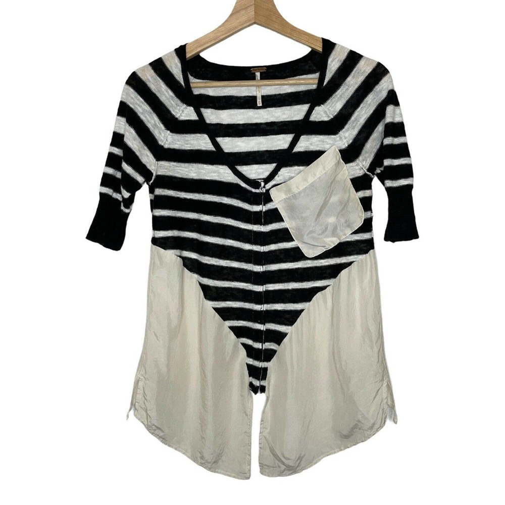 Free People Stripe Linen Silk Blend Flowy Tunic Women's Size XS